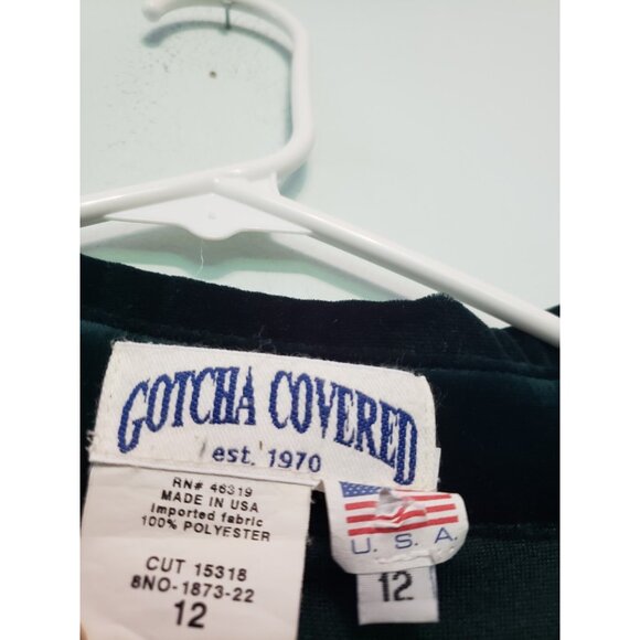 Vtg Gotcha Covered Women 12 Midi Dress Button Pleated Velour Green Velvet Modest - Picture 5 of 5
